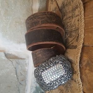 Fossil rhinestone buckle belt